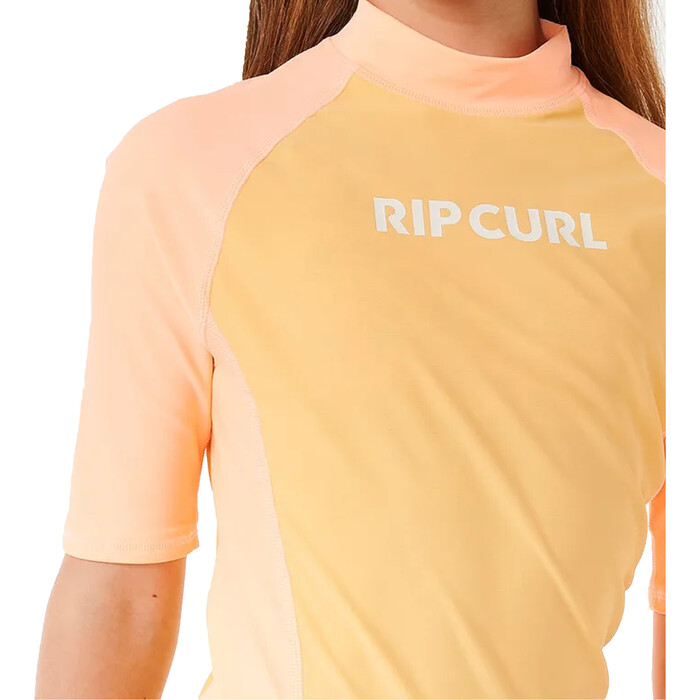 2024 Rip Curl Girls Classic Surf Short Sleeve Rash Vest 129GRV - Orange